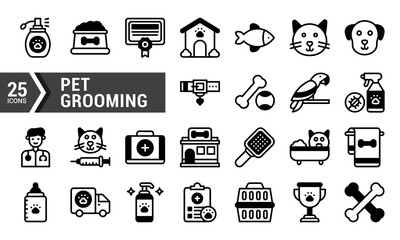 25 Pet Grooming Icons for Your Website or App Design.