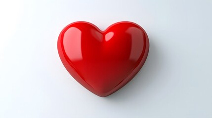 Obraz premium A glossy, 3D rendered red heart sits on a white background. Simple, clean, and perfect for Valentine's Day or love-themed designs.
