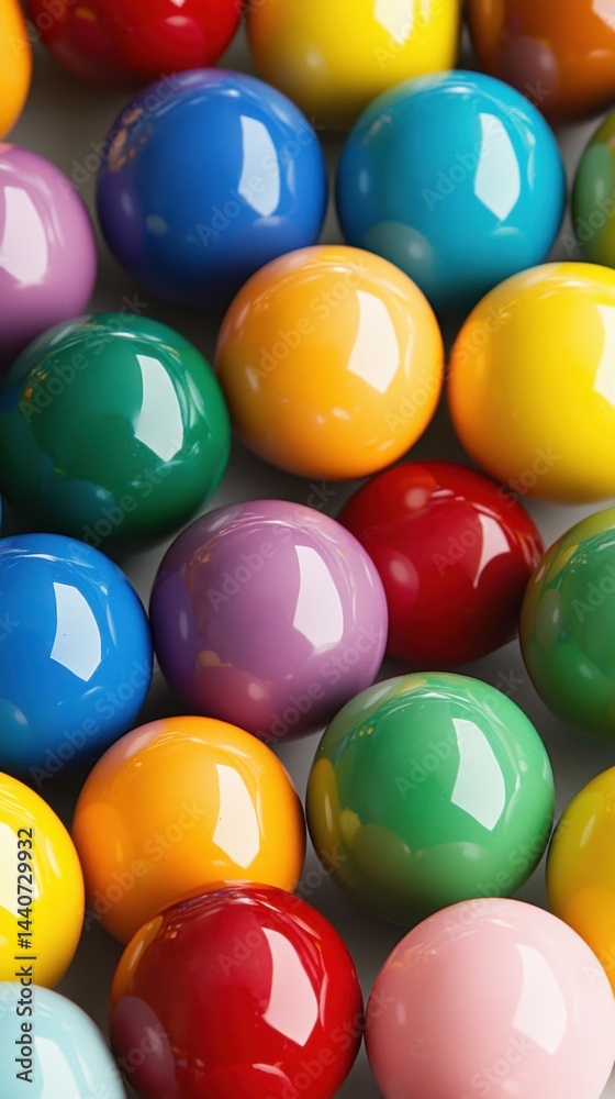 Poster vivid array of glossy spheres a captivating display of color and light abstract composition of color