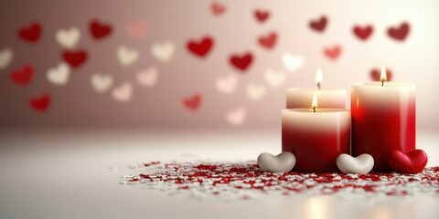 Decorative candles with heart shapes create a romantic atmosphere for a special event celebration