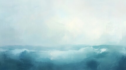 Fototapeta premium Calm oceanic horizon with soft waves and sky in serene blue tones