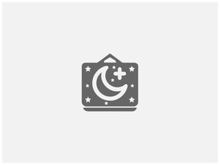 Simple, grayscale vector graphic of a stylized banner or icon.