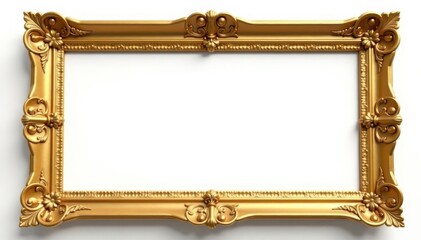Elegant ornate gold vintage frame isolated on white , shabby chic, antique, photo frame