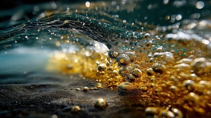Chaotic Boiling Liquid Viewed From Beneath with Rising Bubbles and Shimmering Light