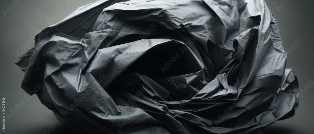 Aufkleber abstract composition of crumpled gray fabric creating a dynamic and textured pattern with dark shado