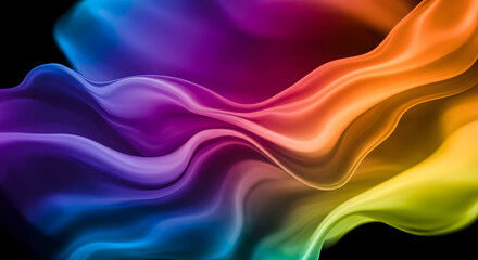 Obraz premium Stunning abstract artwork of vibrant colors flowing smoothly against a dark backdrop.