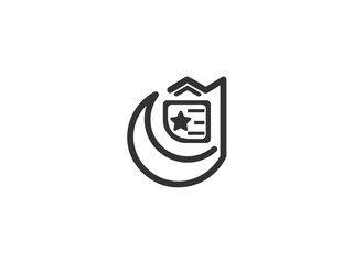 Simple, grayscale vector graphic of a stylized banner or icon.