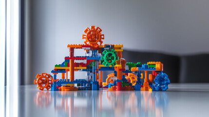 Colorful building blocks create imaginative structures, promoting creativity and play for children of all ages.