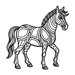 Obraz premium Decorative Line Art Style Horse Illustration for Coloring and Creative Projects
