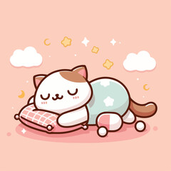 cute cat sleeping image vector
