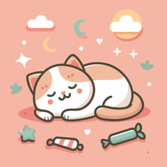 cute cat sleeping image vector