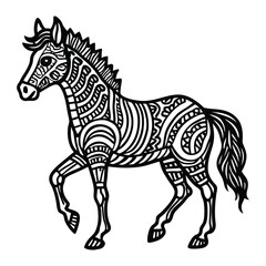 Decorative Line Art Style Horse Illustration for Coloring and Creative Projects