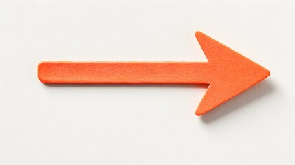 A vibrant orange arrow points right against a clean white backdrop.  Simple, bold, and perfect for indicating direction or movement.