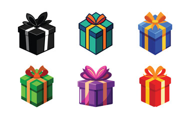 set of colorful gift boxes vector