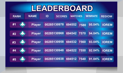 Fototapeta premium game leaderboard with abstract background vector template