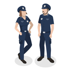 3D Isometric Flat Vector Illustration of Emergency Services, Paramedic, Firefighter and Policeman. Item 1