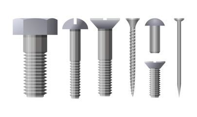 Metal fastening items bolts screws rivet nail