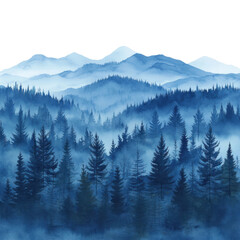 Fototapeta premium Serene sunrise over misty mountain forest nature landscape peaceful