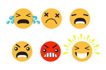 Set Sad and happy emoticons