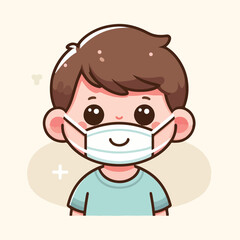 vector image of a child wearing a mask
