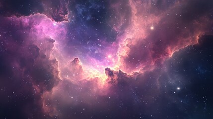 Obraz premium Vibrant Cosmic Colors in a Beautiful Nebula Scene with Stars and Galaxies