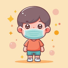 vector image of a child wearing a mask