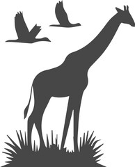 Simple design of silhouette of Giraffe Silhouette