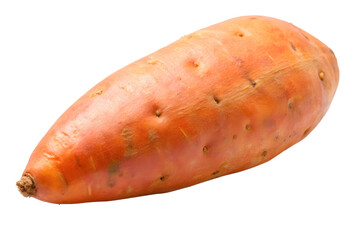A raw sweet potato on a transparent background.