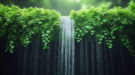 Lush waterfall cascading over mossy rocks