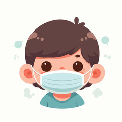 vector image of a child wearing a mask