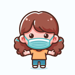 vector image of a child wearing a mask