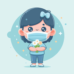 vector image of a child wearing a mask