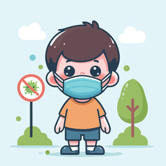 vector image of a child wearing a mask
