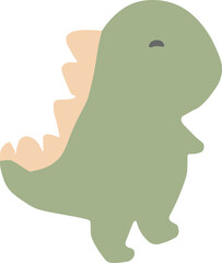A cute baby dinosaur illustrated in soft sage tones, featuring a gentle, playful design perfect for young children. The dino has a friendly expression,