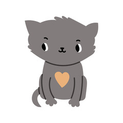Cute cat in love sticker, vector cartoon illustration
