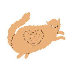 Cute cat in love sticker, vector cartoon illustration