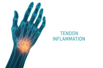 Obraz premium Glowing holographic scan of wrist tendon inflammation in de quervain disease syndrome detailed visualization