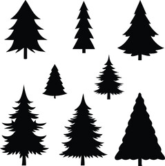 "Christmas Tree Silhouette Vector Collection in Minimalist and Festive Styles for Holiday Design Projects"