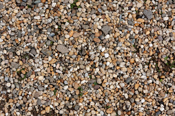 Gravel texture with small colorful pebbles
