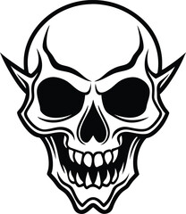 gothic metal skull silhouette vector design 
