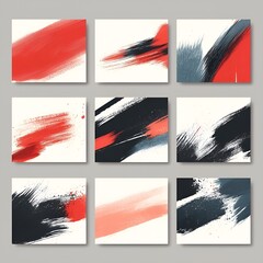 A business presentation slide set with bold brush stroke banners, each stroke symbolizing a dynamic aspect of entrepreneurship, set against a clean, minimalist background
