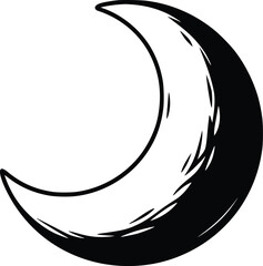 Bold Black And White Moon. Vector Illustration Isolated On White