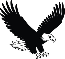 Fototapeta premium Bold Black And White Flying Eagle. Vector Illustration Isolated On White