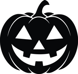 Bold Black And White Halloween Pumpkin. Vector Illustration Isolated On White