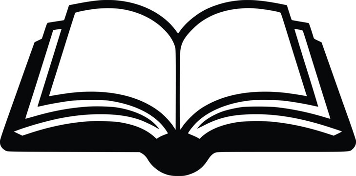 Bold Black And White Open Book. Vector Illustration Isolated On White