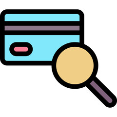  Credit Card And Magnifying Glass, Search Icon.
