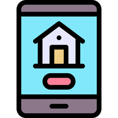 Online House Shopping, Mobile House Rent Online, Filled Style Isolated Vector Icon.