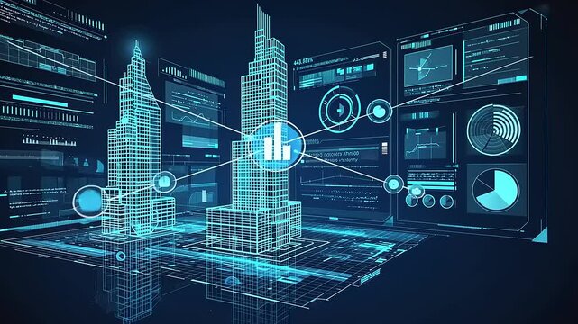 Futuristic Cityscape: Digital Twin Visualization of Smart Buildings and Data Analytics