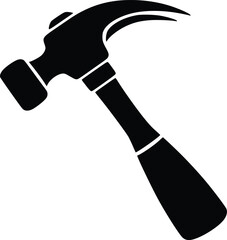 Bold Black And White Hammer Tool. Vector Illustration Isolated On White