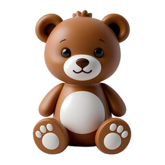 Fototapeta premium Cute Brown Teddy Bear Sitting Upright, Classic Plush Toy Illustration with Transparent Background for Children's Designs
